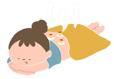 お灸をしている人のイラスト