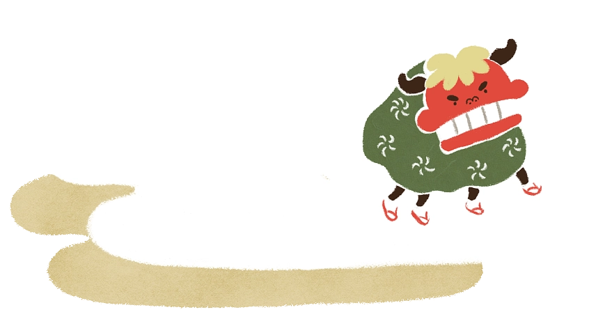 雲に乗った獅子舞のイラスト